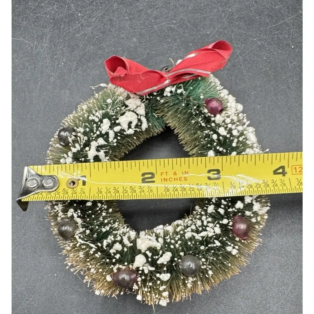 Vintage Bottle Brush Wreath Christmas Decoration with Balls Glitter TO5